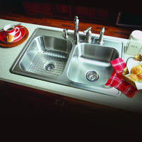 Thumbnail for Houzer ADA Glowtone Series Topmount Stainless Steel 4-hole 50/50 Double Bowl Kitchen Sink Kitchen Sink - Topmount Houzer 