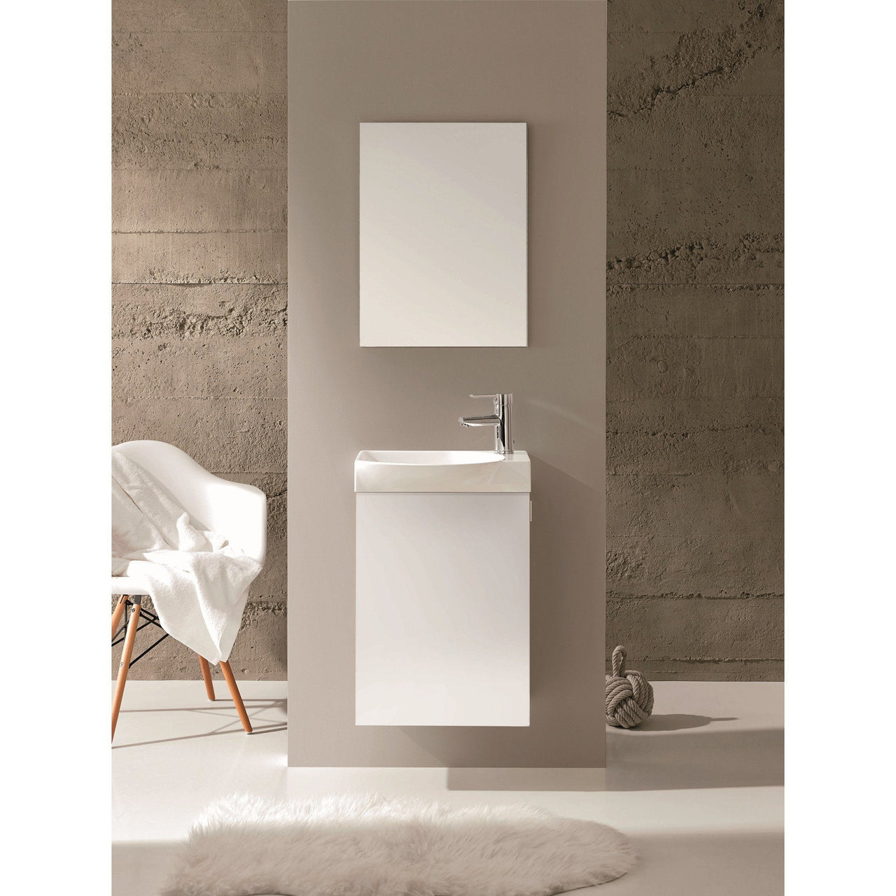 Eviva Tiny 18" Wall Mount White Modern Vanity with White Integrated Porcelain Sink Vanity Eviva 