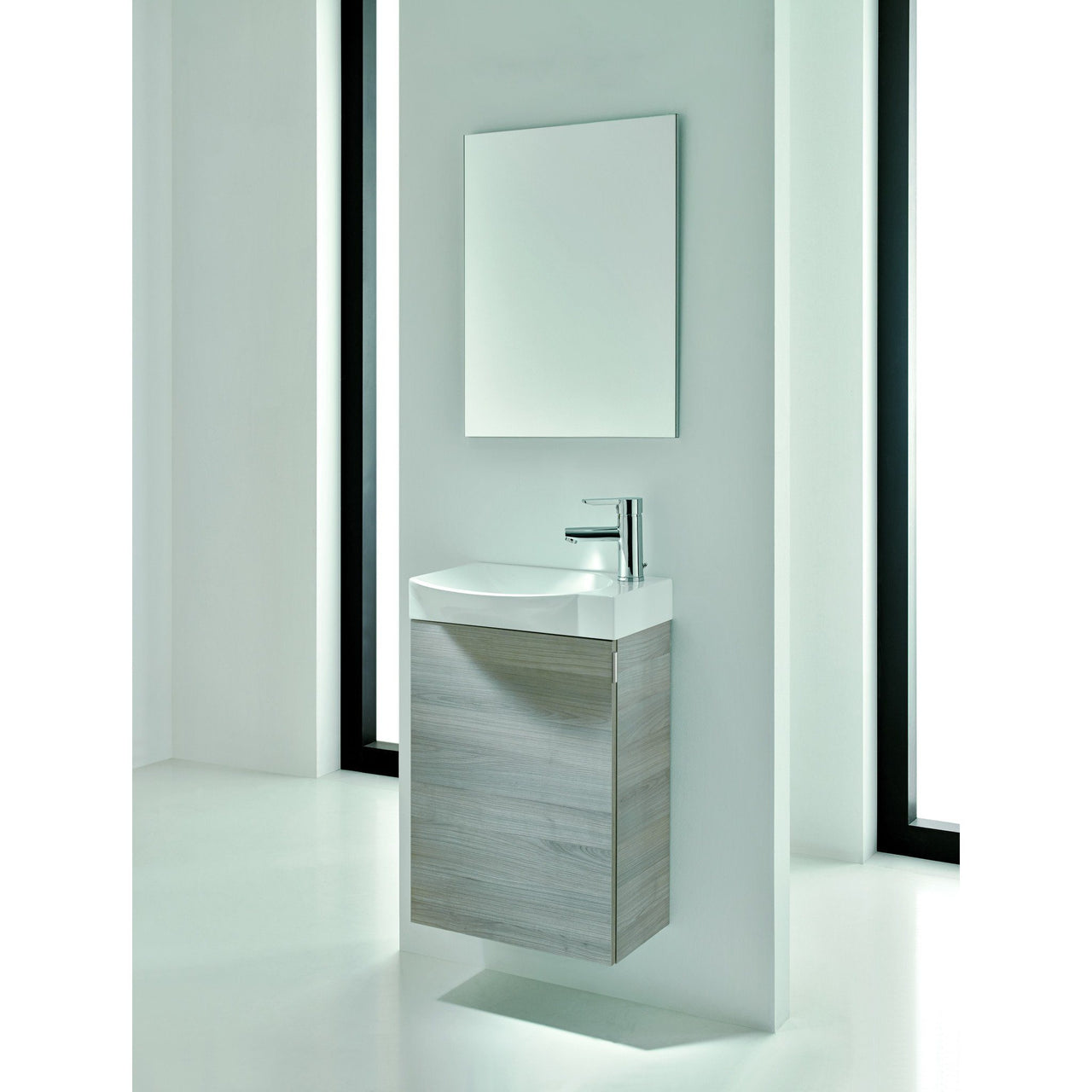 Eviva Tiny 18" Wall Mount Grey Modern Vanity with White Integrated Porcelain Sink Vanity Eviva 