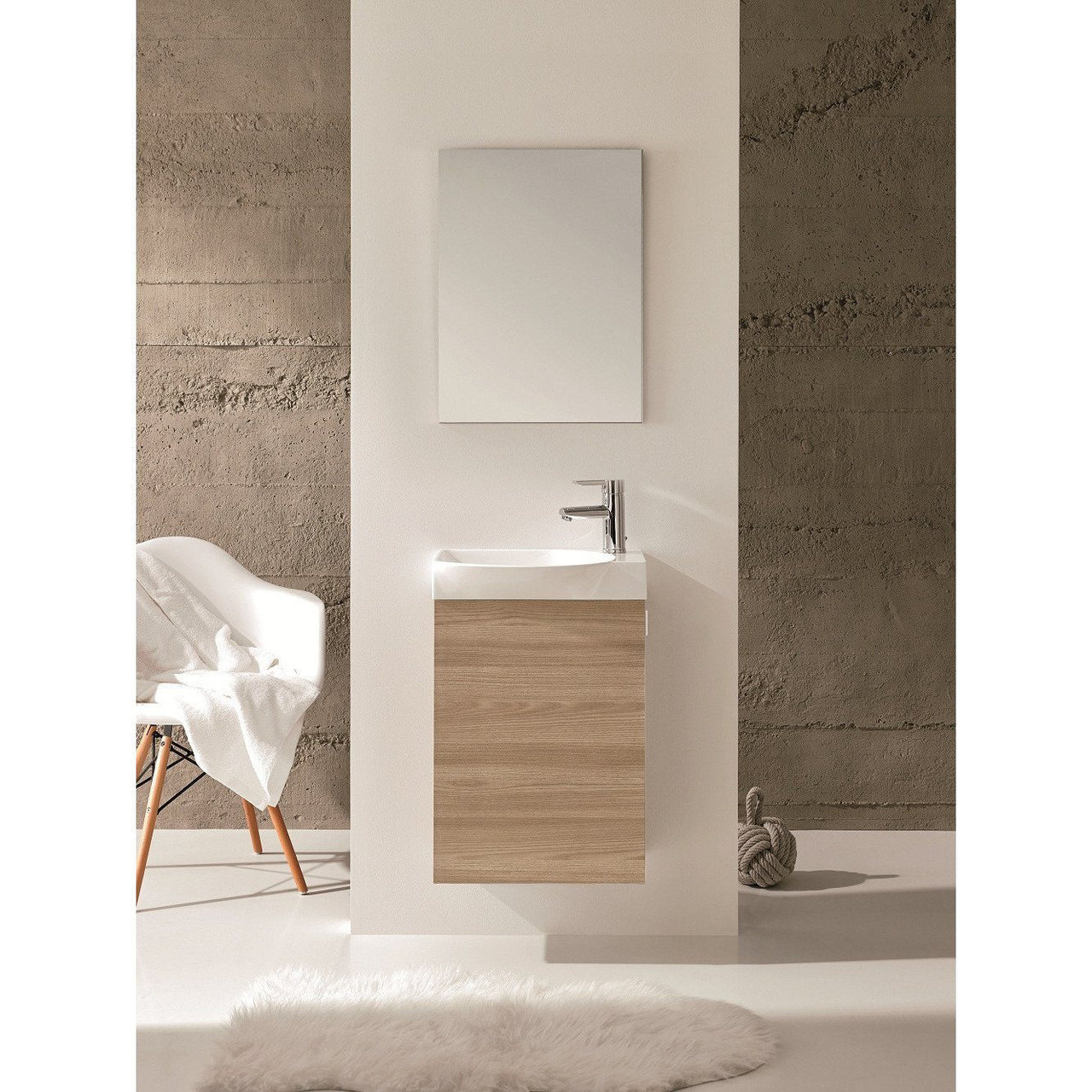Eviva Tiny 18" Wall Mount Walnut Modern Vanity with White Integrated Porcelain Sink Vanity Eviva 