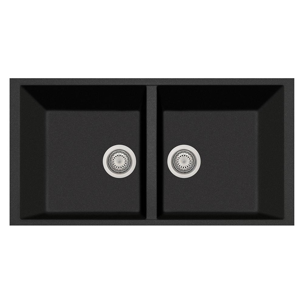 Latoscana AM8620ST Elegance Series Double Basin Drop-In Kitchen Sink Kitchen Sink Latoscana Black Metallic 