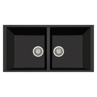Thumbnail for Latoscana AM8620ST Elegance Series Double Basin Drop-In Kitchen Sink Kitchen Sink Latoscana Black Metallic 
