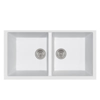 Thumbnail for Latoscana AM8620ST Elegance Series Double Basin Drop-In Kitchen Sink Kitchen Sink Latoscana Milk White 
