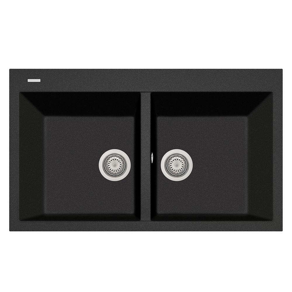 Latoscana Elegance Series Double Basin Drop-In Kitchen Sink Kitchen Sinks Latoscana Black Metallic 