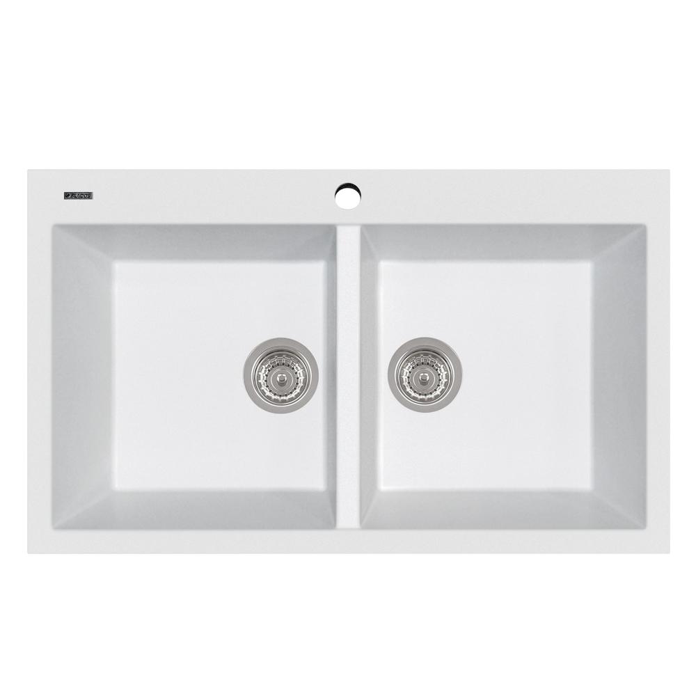 Latoscana Elegance Series Double Basin Drop-In Kitchen Sink Kitchen Sinks Latoscana Milk White 