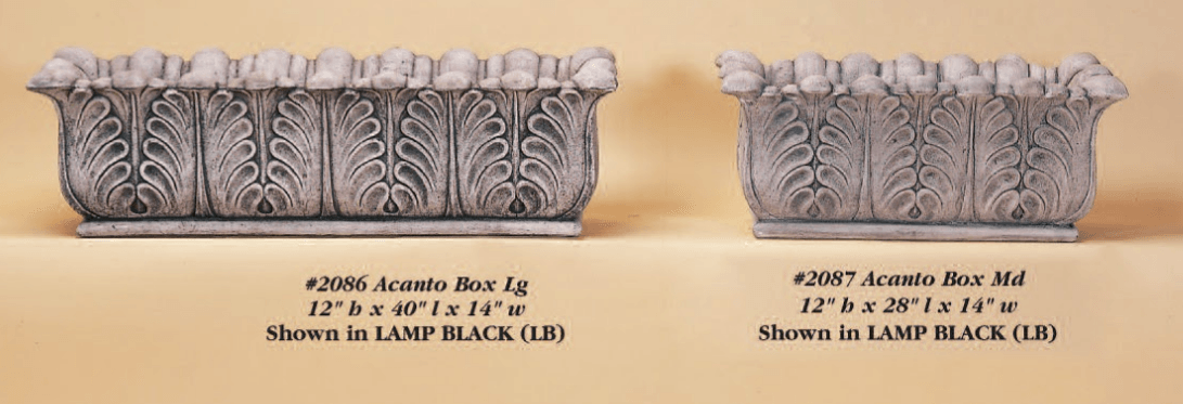 Acanto Box Cast Stone Outdoor Garden Planter Tuscan Basins 