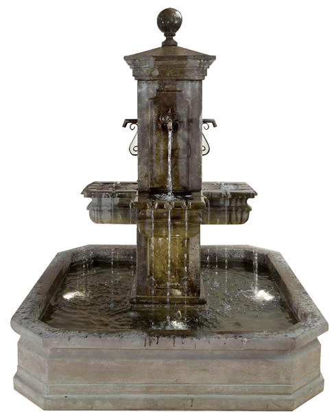 Anduze Carre' Pond Outdoor Cast Stone Garden Fountain For Spouts Fountain Tuscan 