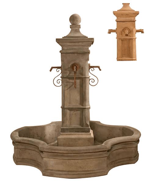 Aquitaine Pond Outdoor Cast Stone Garden Fountain W/ 70" Monaco Pond For Spouts Fountain Tuscan 