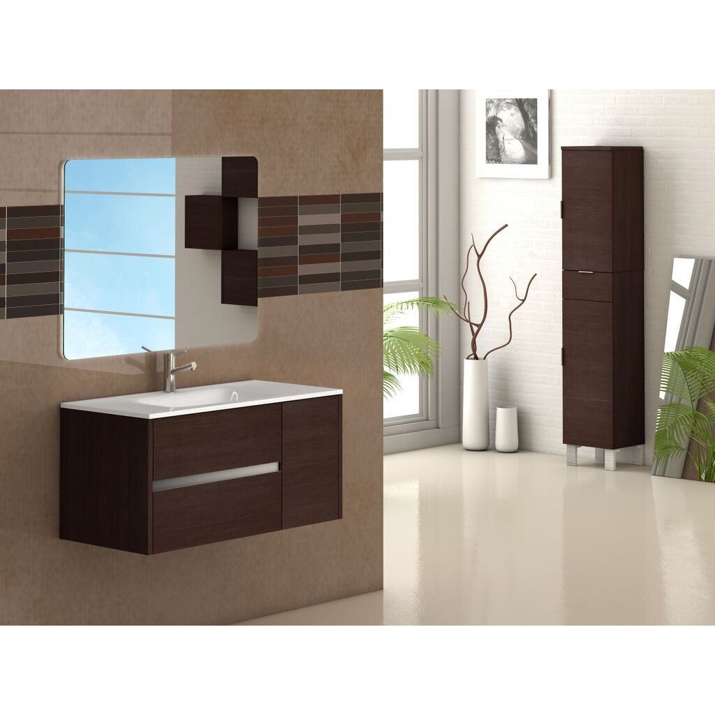 Eviva Aries® 39" Wenge Modern Vanity Wall Mount with White Integrated Porcelain sink Vanity Eviva 