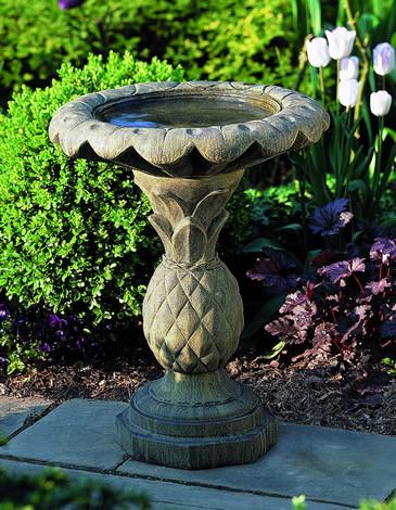 Pineapple Cast Stone Outdoor Garden Birdbath BirdBath Campania International 