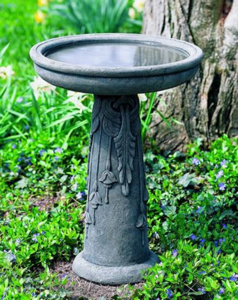 Flores Cast Stone Outdoor Garden Birdbath BirdBath Campania International 