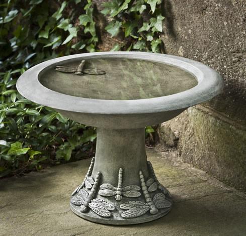 Dragonfly Cast Stone Outdoor Garden Birdbath Small (1 pc) BirdBath Campania International 