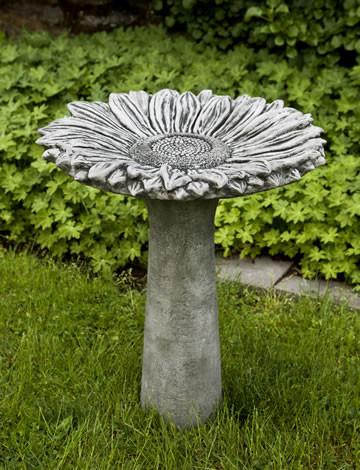 Sunflower Cast Stone Outdoor Garden Birdbath BirdBath Campania International 