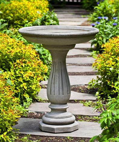 Windmoore Cast Stone Outdoor Garden Birdbath BirdBath Campania International 