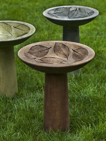 Hydrangea Leaf Cast Stone Outdoor Garden Birdbath (1 pc) BirdBath Campania International 