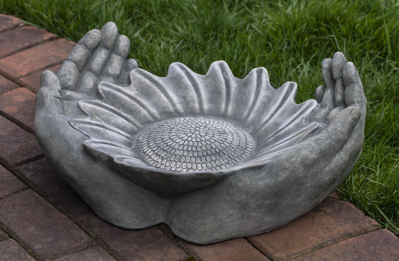 Campania International Cast Stone Summer Sunflower Birdbath BirdBath Campania International 