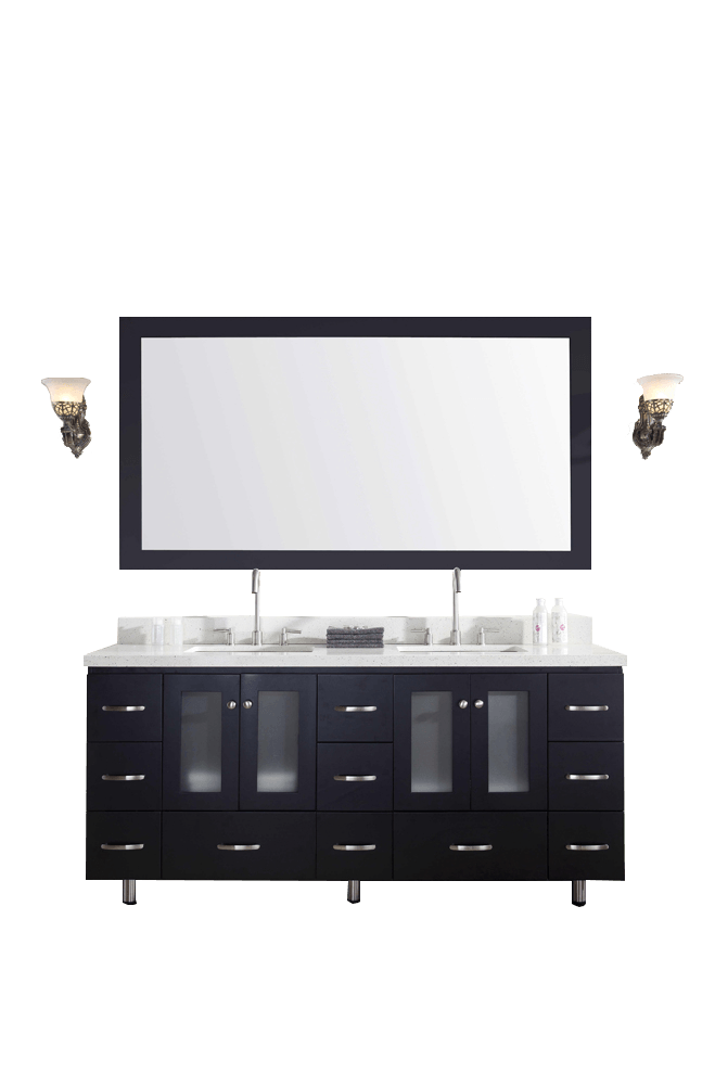 ARIEL Americano 73" Double Sink Bathroom Vanity Set in Black Vanity ARIEL 