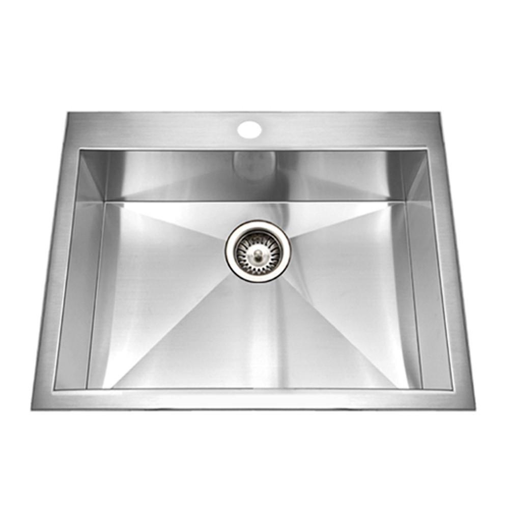 Houzer Bellus Series Zero Radius Topmount Stainless Steel 1-Hole Single Bowl Kitchen Sink Kitchen Sink - Topmount Houzer 