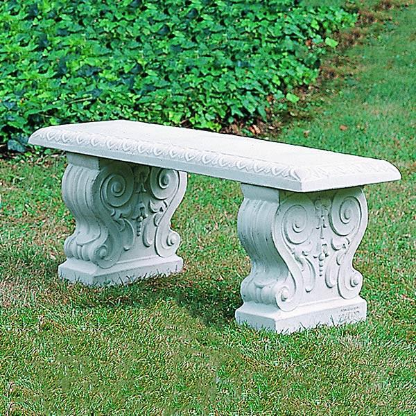 Traditional Straight Cast Stone Outdoor Garden Bench Outdoor Benches/Tables Campania International 