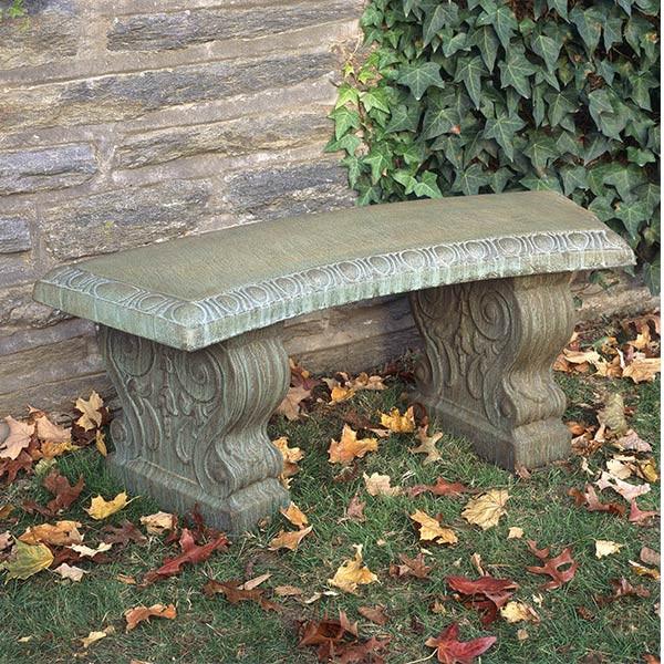 Curved Traditional Cast Stone Outdoor Garden Bench Outdoor Benches/Tables Campania International 
