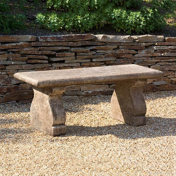 Provencal Cast Stone Outdoor Garden Bench Outdoor Benches/Tables Campania International 