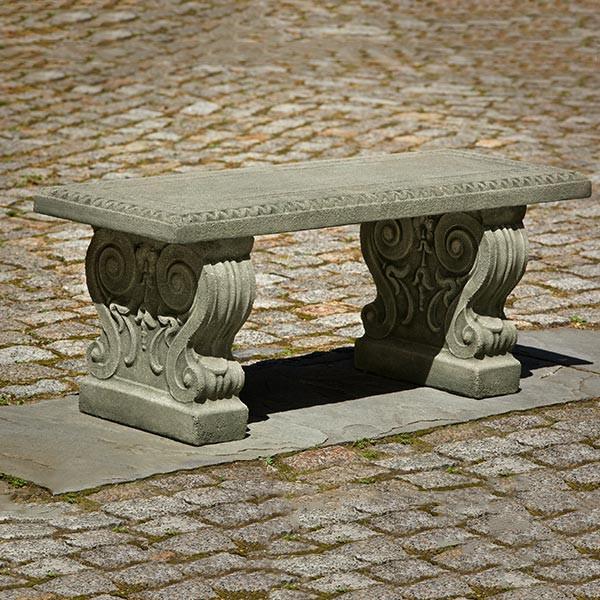 Classic Cast Stone Outdoor Garden Bench Outdoor Benches/Tables Campania International 