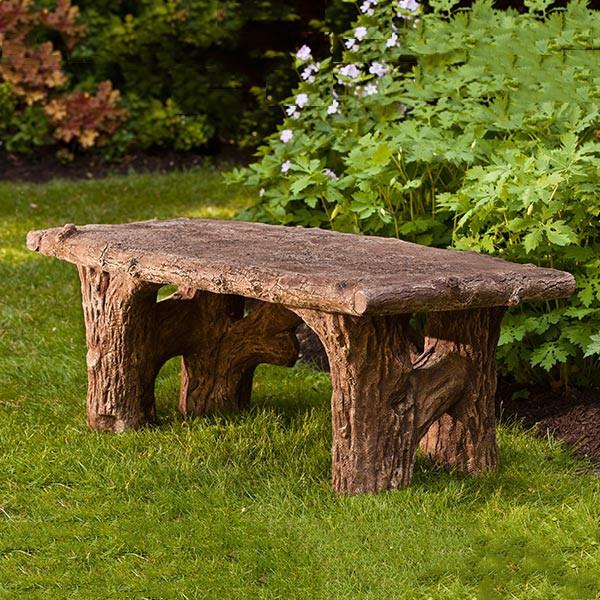 Faux Bois Cast Stone Outdoor Garden Bench Outdoor Benches/Tables Campania International 