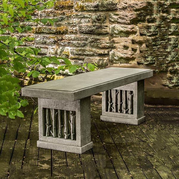 Birches Cast Stone Outdoor Garden Bench Outdoor Benches/Tables Campania International 