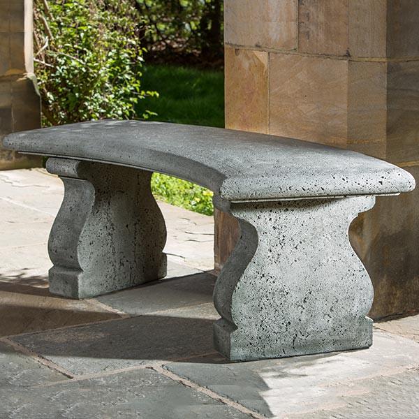 Provencal Curved Cast Stone Outdoor Garden Bench Outdoor Benches/Tables Campania International 