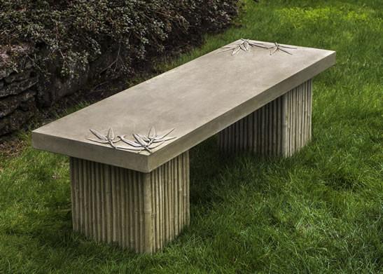 Sagano Cast Stone Outdoor Garden Bench Outdoor Benches/Tables Campania International 