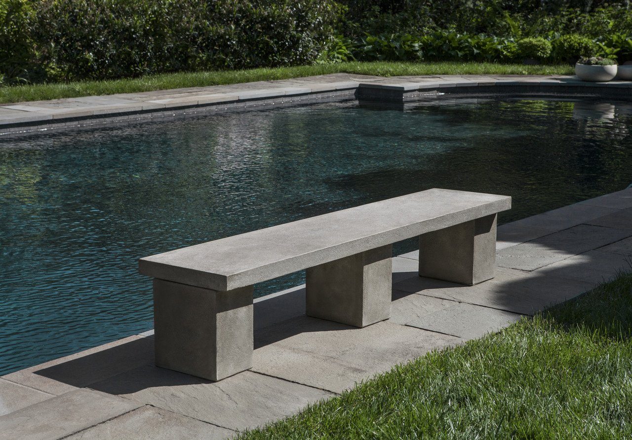 Biscayne Cast Stone Outdoor Garden Bench Outdoor Benches/Tables Campania International 