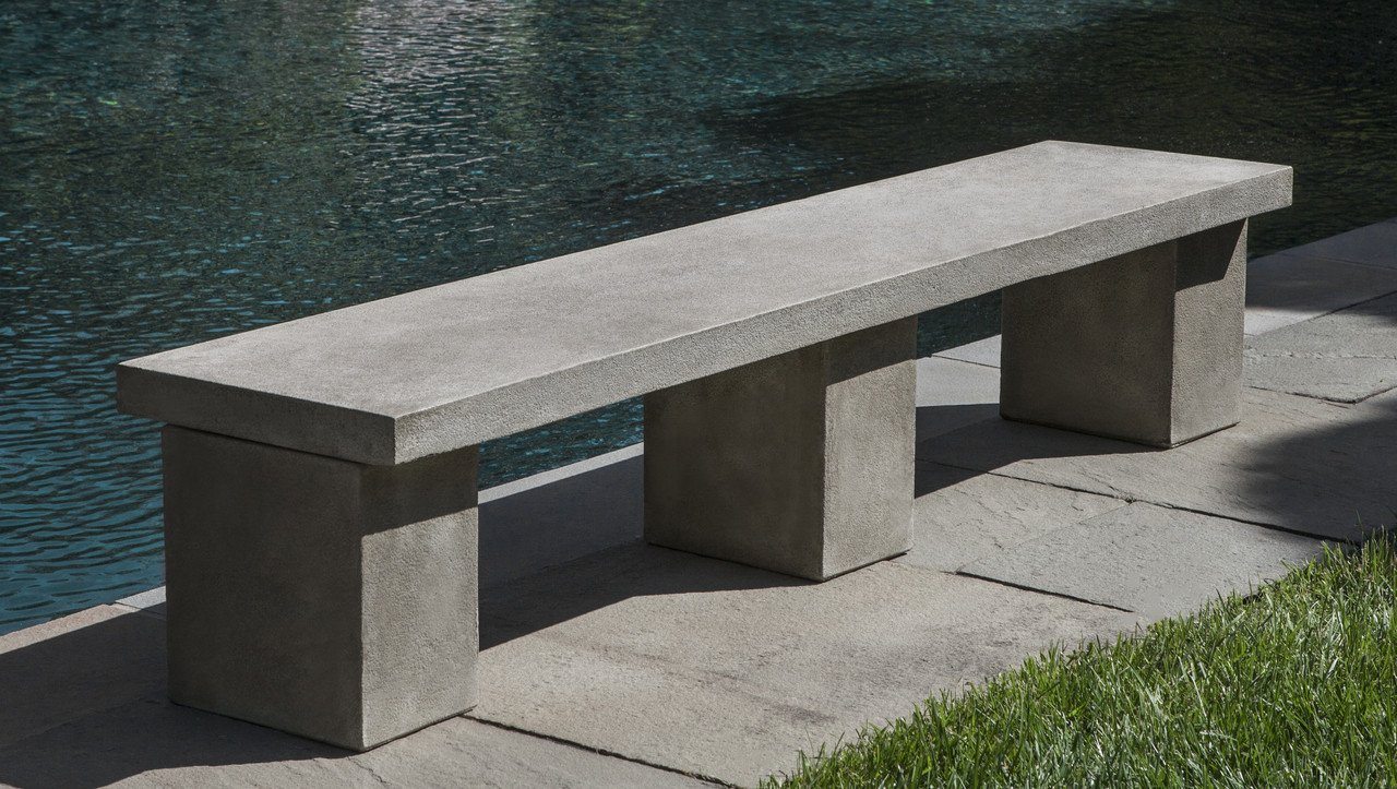 Biscayne Cast Stone Outdoor Garden Bench Outdoor Benches/Tables Campania International 