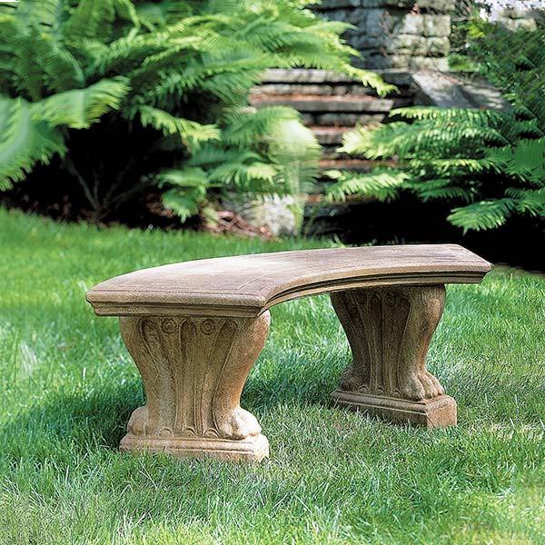 Curved West Chester Cast Stone Outdoor Garden Bench Outdoor Benches/Tables Campania International 