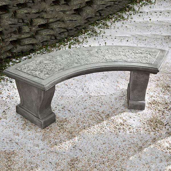 Curved Leaf Cast Stone Outdoor Garden Bench Outdoor Benches/Tables Campania International 