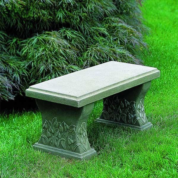 Snowdrop Cast Stone Outdoor Garden Bench Outdoor Benches/Tables Campania International 