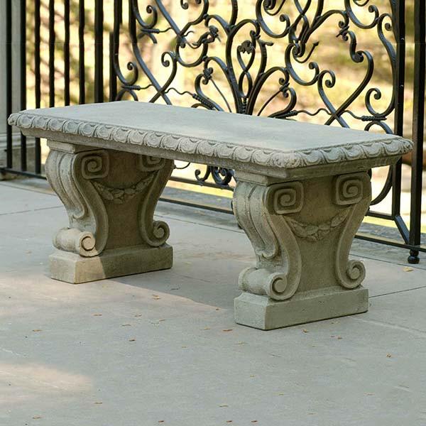 Longwood Main Cast Stone Outdoor Garden Bench Outdoor Benches/Tables Campania International 