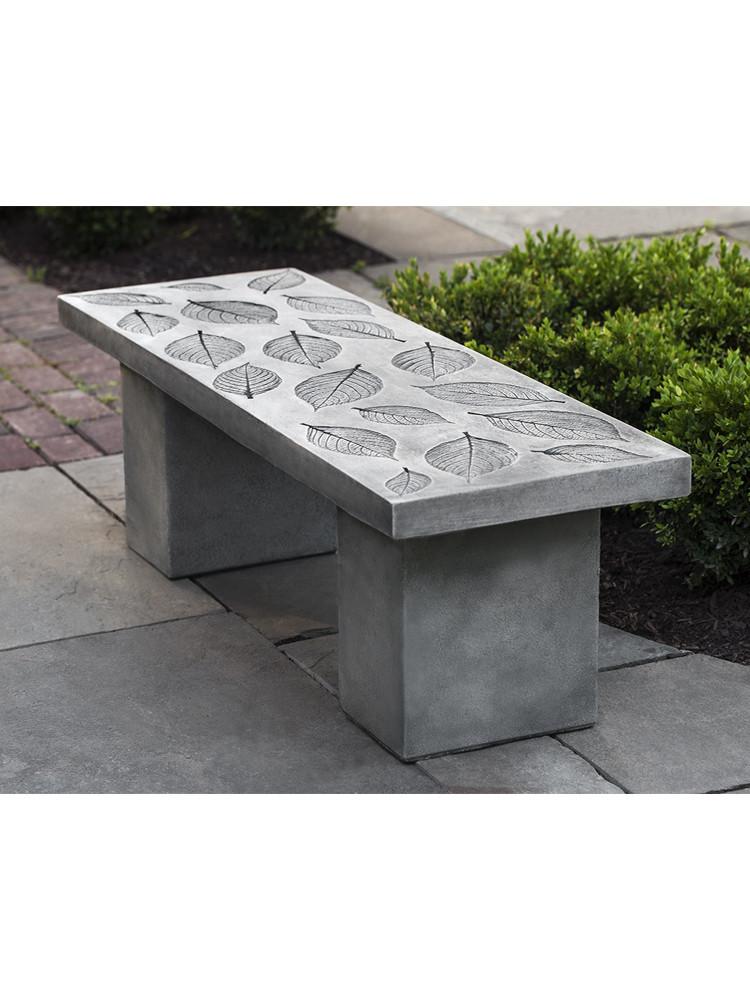 Hydrangea Leaf Cast Stone Outdoor Garden Bench Outdoor Benches/Tables Campania International 