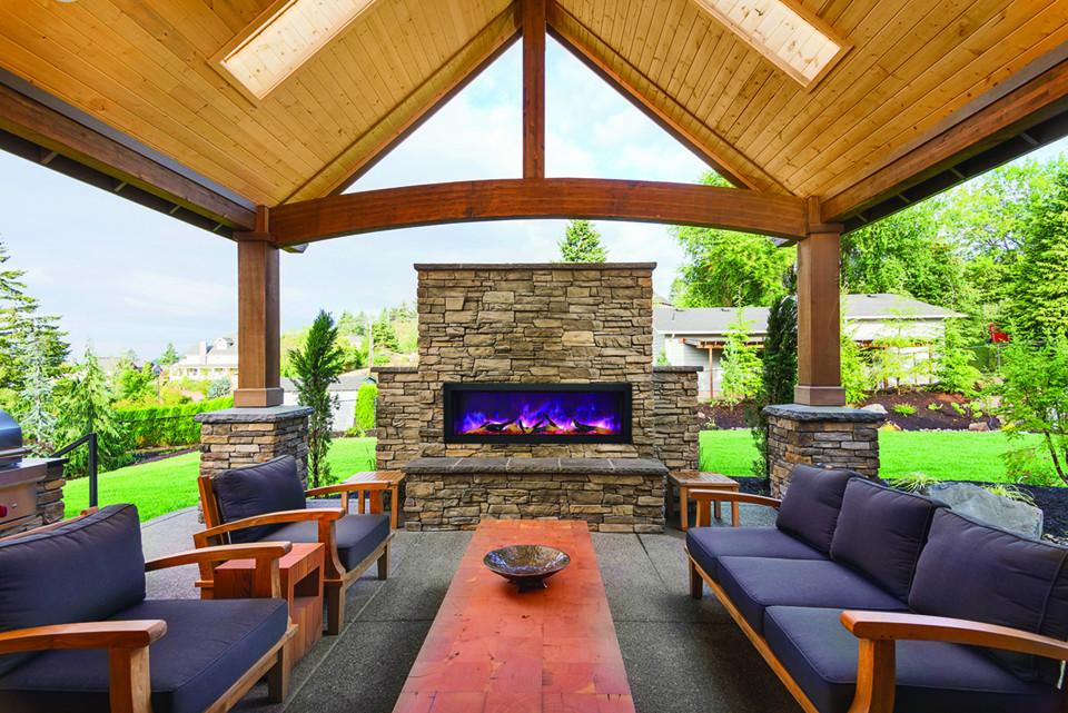 Amantii 8 PACK-50"Deep Indoor or Outdoor Electric Built-in only w/black steel surround Electric Fireplace Amantii 