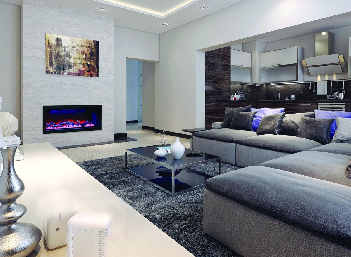 Amantii 8 PACK-50"Deep Indoor or Outdoor Electric Built-in only w/black steel surround Electric Fireplace Amantii 