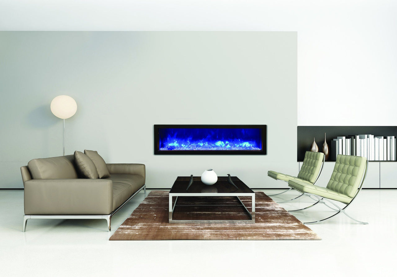 Amantii 60"Slim Indoor or Outdoor Electric Built-in only w/black steel surround Electric Fireplace Amantii 