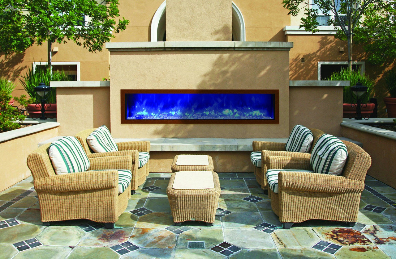 Amantii 72"Slim Indoor or Outdoor Electric Built-in only w/black steel surround Electric Fireplace Amantii 