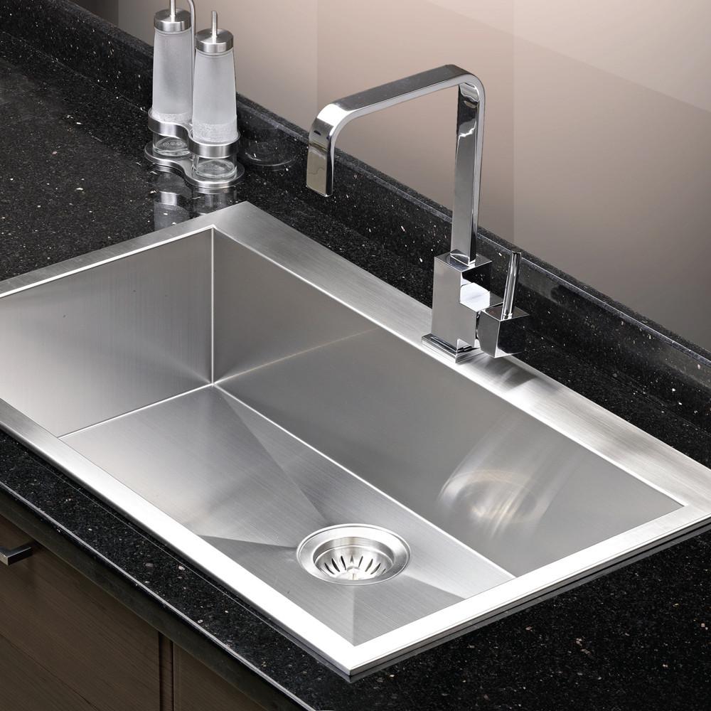 Houzer Bellus Series Zero Radius Topmount Stainless Steel 1-Hole Large Single Kitchen Sink Kitchen Sink - Topmount Houzer 