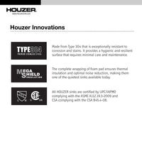 Thumbnail for Houzer Bellus Series Zero Radius Topmount Stainless Steel 1-Hole Large Single Kitchen Sink Kitchen Sink - Topmount Houzer 