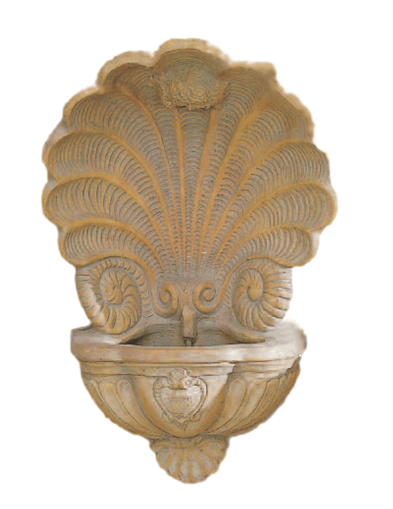 Barocco Shell Cast Stone Outdoor Garden Fountain With Spout Fountain Tuscan 