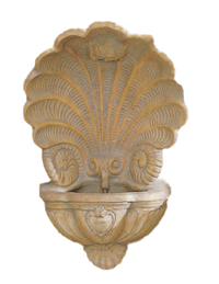 Thumbnail for Barocco Shell Cast Stone Outdoor Garden Fountain With Spout Fountain Tuscan 