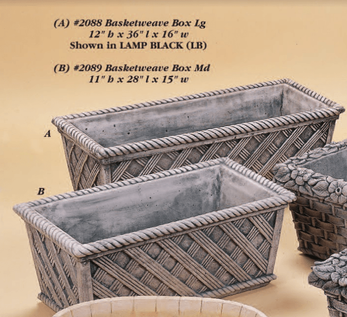 Basket weave Box Cast Stone Outdoor Garden Planter Planter Tuscan 