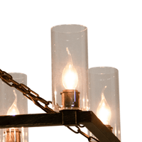 Thumbnail for Kiska Kitchen Island Chandelier Light w/ Glass Lamp Shades (8 Bulb) Matte Black Steel, Adjustable Chain Length | Modern Home Décor Chandeliers Canyon Home 
