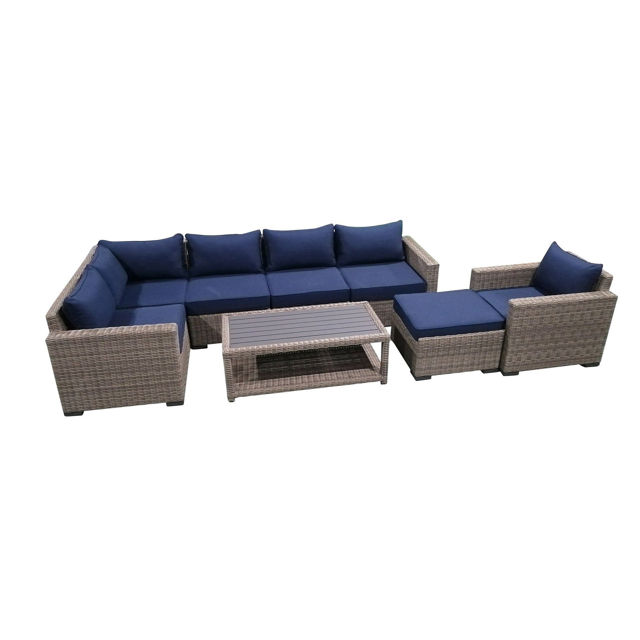 8-Piece Outdoor Pation Funiture Set Wicker Rattan Sectional Sofa Couch with Coffee Table Outdoor Furniture Casual Inc. 