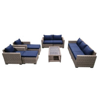 Thumbnail for 10-Piece Outdoor Pation Funiture Set Wicker Rattan Sectional Sofa Couch with Coffee Table Outdoor Furniture Casual Inc. 
