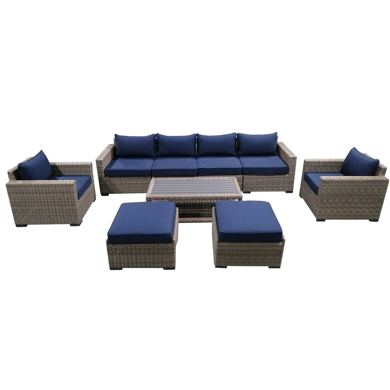 9-Piece Outdoor Pation Funiture Set Wicker Rattan Sectional Sofa Couch with Coffee Table Outdoor Furniture Casual Inc. 